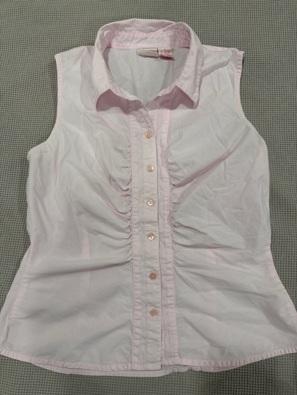 Xhilaration Sleeveless Ruffle-Front Button Blouse in Light Pink